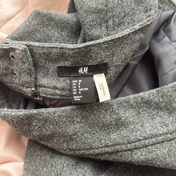 H&M Wool-Blend Grey Mini Skirt Size 8 - Picture 3 of 3